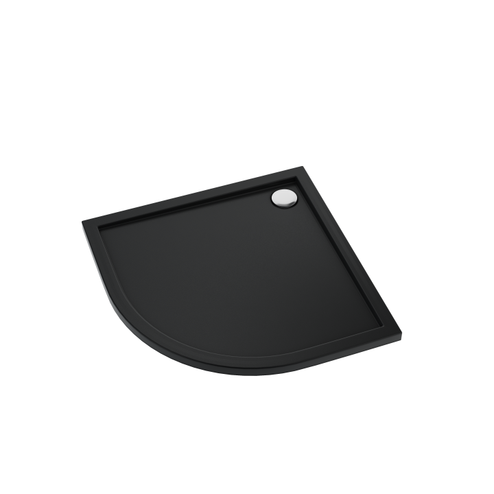 Schedline Brodzik akrylowy Sharper Black Mat 90x90x4,5 cm R55, półokrągły, Gwarancja 7 lat